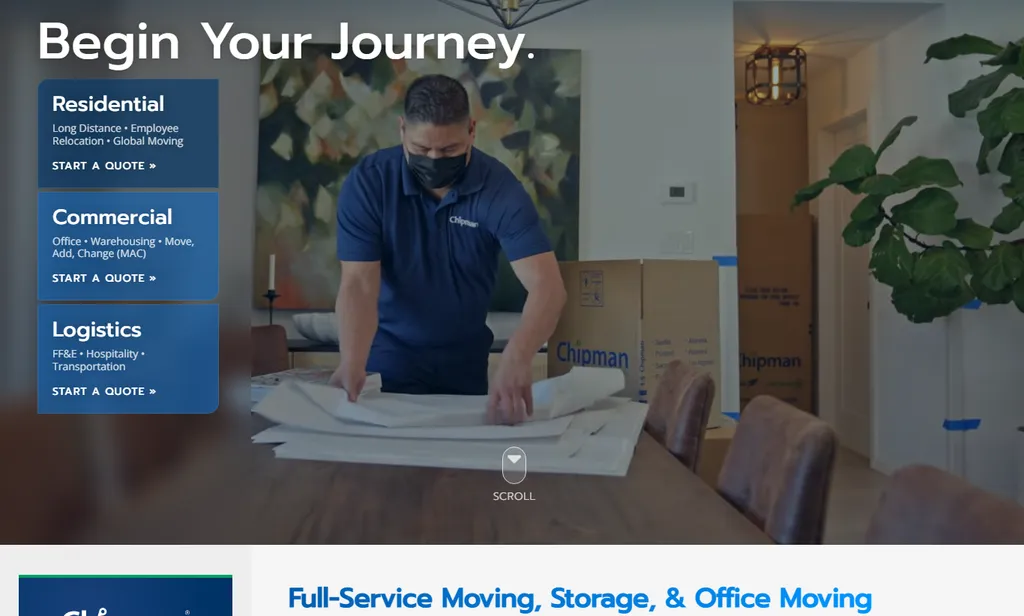 Chipman Relocation & Logistics website homepage